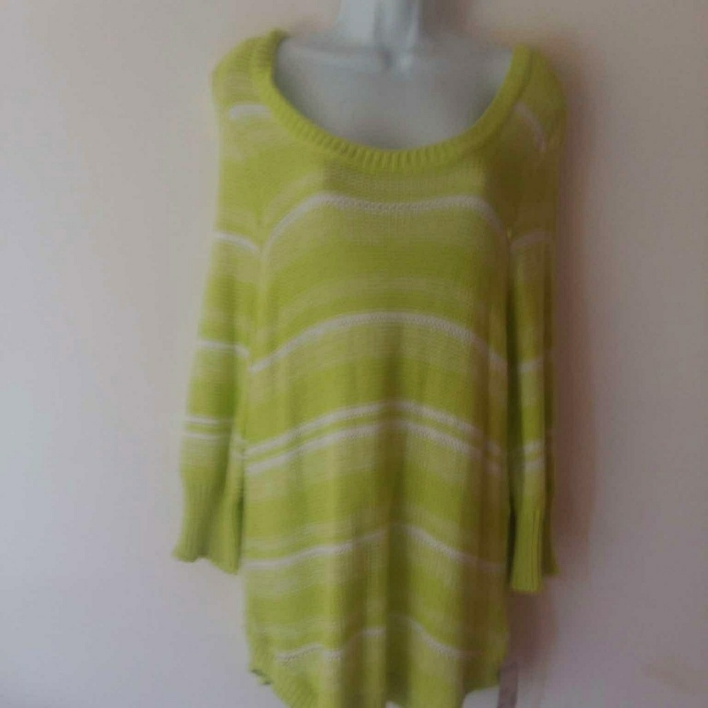 Women's lime green and white spring sweater